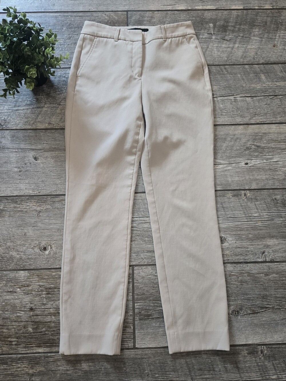 White House Black Market Cream Elle Slim Ankle Tailored Office Dress Pants, 2